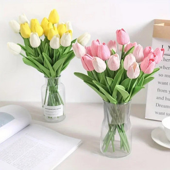 Μπουκέτο 3/5 Heads Tulips Artificial Flowers για Διακόσμηση γραφείου υπνοδωματίου σπιτιού Φωτογράφηση γάμου στηρίγματα Fake Flower