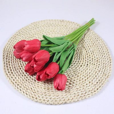 3/5 galvų Tulpės Dirbtinės gėlės Puokštė namų miegamojo biuro dekoravimui Vestuvių fotografijos rekvizitai netikra gėlė