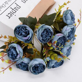 Buchet de flori artificiale bujor de mătase roz trandafir de 28 cm 6 flori false ieftine cu cap mare pentru decorarea nunții de familie de interior