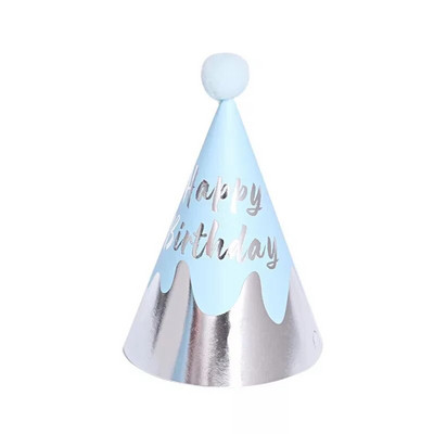 Įvairių stilių 1 2 3 metų gimtadienio kepurė Baby Shower Dekoratyvinė galvos juosta vaikų vakarėliui Karūninė kepurė mėlyna auksinė
