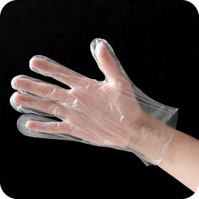 100PCS/LOT Eco-friendly Disposable Gloves PE Garden Household Restaurant BBQ Plastic Multifuctional Transparent Gloves Kitchen