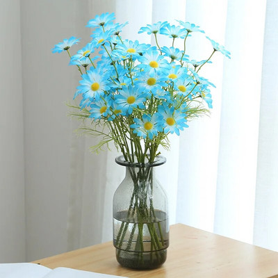 Umjetno cvijeće bijele tratinčice s 5 glavica Buket dugih grana za kućnu dekoraciju vrta za vjenčanje Uradi sam svadbeni svileni lažni cvijet