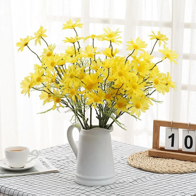 Umjetno cvijeće bijele tratinčice s 5 glavica Buket dugih grana za kućnu dekoraciju vrta za vjenčanje Uradi sam svadbeni svileni lažni cvijet