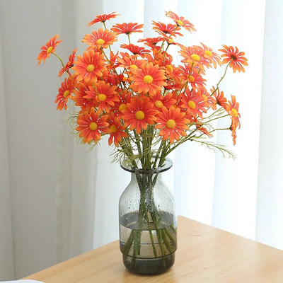 Umjetno cvijeće bijele tratinčice s 5 glavica Buket dugih grana za kućnu dekoraciju vrta za vjenčanje Uradi sam svadbeni svileni lažni cvijet