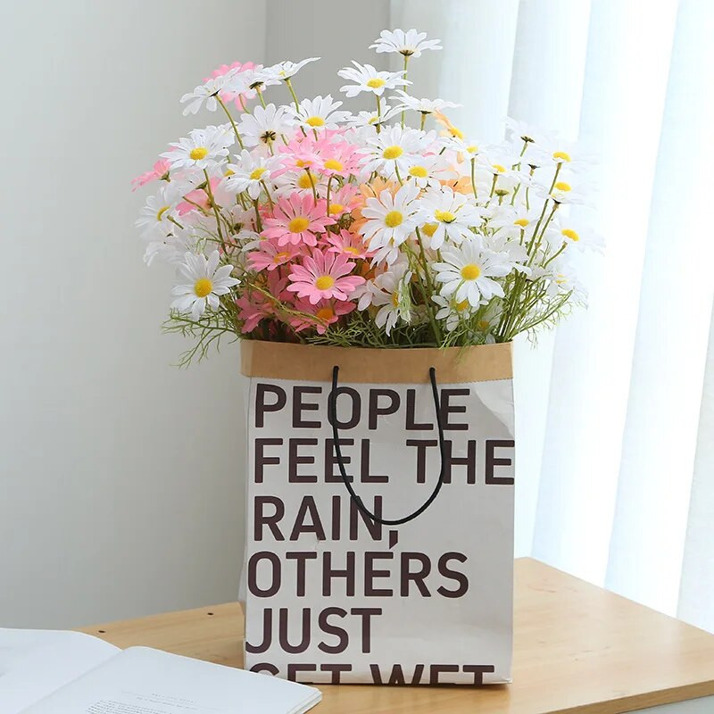 Umjetno cvijeće bijele tratinčice s 5 glavica Buket dugih grana za kućnu dekoraciju vrta za vjenčanje Uradi sam svadbeni svileni lažni cvijet