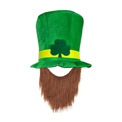 Szent Patrik napi cilinderes ünnepi hamis szakáll zöld ünnepi jelmez az ír fesztiválhoz születésnapi parti dekorációs kellékek