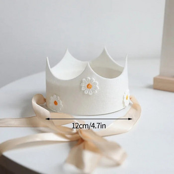Kawaii Birthday Party Hat Baby Shower White Crown Консумативи за декорация на събития Малка маргаритка Парти шапки Сладки реквизити за снимки Момичета Подаръци