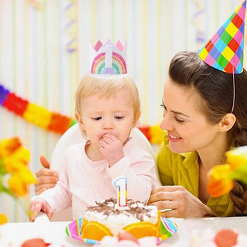 Честит рожден ден Шапка с корона номер 1 Корона с една лента за глава Шапка 1st Kids Boy Girl Baby Shower Birthday Party Decoration Supplies