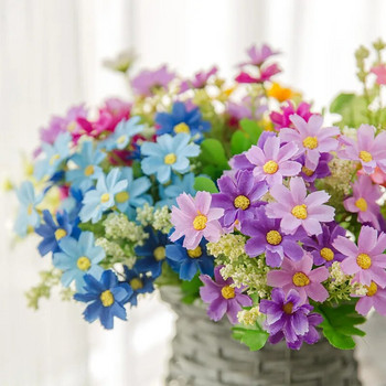 πιρούνια Τεχνητή ζέρμπερα μαργαρίτα μπουκέτο λουλουδιών για διακόσμηση κήπου σπιτιού DIY Καμάρες γάμου Flower Wall Νυφική ανθοδέσμη Flores