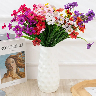 5 глави Spring Grass Flower Water Grass Violet Cloth Art Flower Imitation Flower Home Outdoor Wedding Decoration Fake Flower