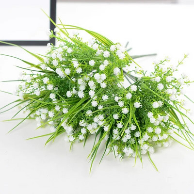 Műanyag művirágok csokor füves növények Irodai asztal Dekoratív levelek Kerti Esküvő Váza dekorációs kellékek