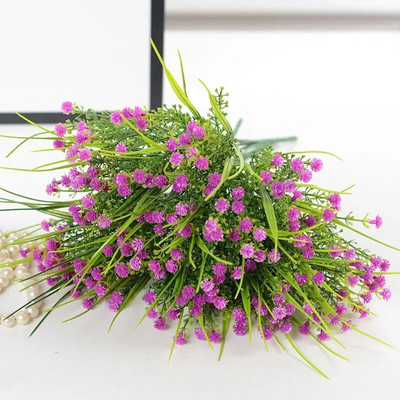 Műanyag művirágok csokor füves növények Irodai asztal Dekoratív levelek Kerti Esküvő Váza dekorációs kellékek