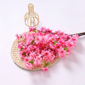 Flori artificiale de piersic de primăvară Ramuri de flori de cireș de prun Flori de mătase pentru nuntă, acasă, birou, petrecere, grădină, decorare