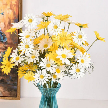 3/5/10 τεμ. Τεχνητή λευκή μαργαρίτα μπουκέτο λουλούδι DIY Βάζο Σπίτι Κήπος Διακόσμηση σαλονιού Γαμήλιο πάρτι Silk Fake Flowers