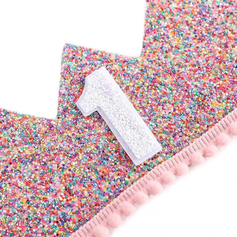 Dječja ružičasta kruna za 1. rođendan, polovica šešira sa šljokicama, traka za glavu, 3. 4. 5. 6. kruna s brojevima, kapice s brojevima za dječji rođendanski ukras