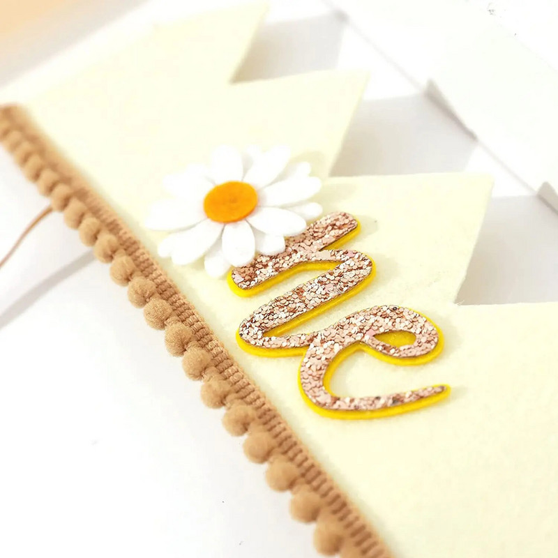 Daisy Baby gimtadienio kepurė vakarėlio dekoravimo chrizantema karūnėlė 1-ojo gimtadienio dekoravimo reikmenys