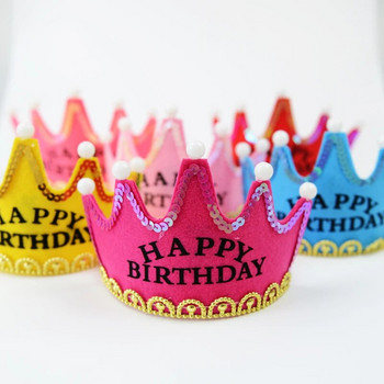 Честит рожден ден, светеща шапка за момичета, момчета, детска украса за рожден ден, сладка корона на принцеса, лента за глава, парти консумативи
