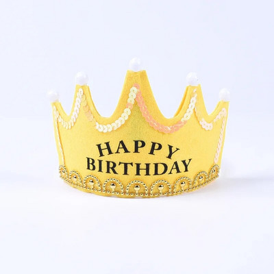 Boldog születésnapot Ragyogó sapka lányoknak Fiúknak Gyerek születésnapi parti dekoráció Aranyos hercegnő korona fejpánt parti kellékek