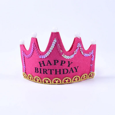 Boldog születésnapot Ragyogó sapka lányoknak Fiúknak Gyerek születésnapi parti dekoráció Aranyos hercegnő korona fejpánt parti kellékek