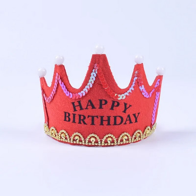 Boldog születésnapot Ragyogó sapka lányoknak Fiúknak Gyerek születésnapi parti dekoráció Aranyos hercegnő korona fejpánt parti kellékek