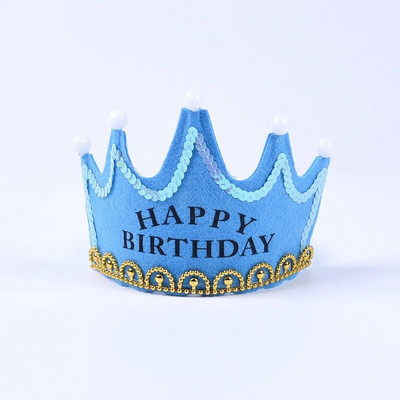 Boldog születésnapot Ragyogó sapka lányoknak Fiúknak Gyerek születésnapi parti dekoráció Aranyos hercegnő korona fejpánt parti kellékek