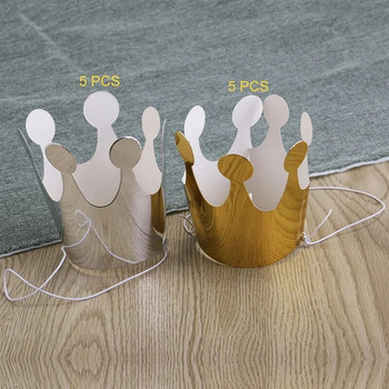 10 τμχ Χαριτωμένα καπέλα για πάρτι γενεθλίων στέμμα χρυσό ασημί Baby Shower πάρτι γενεθλίων φωτογραφικά στηρίγματα Διακόσμηση πάρτι γενεθλίων για παιδιά