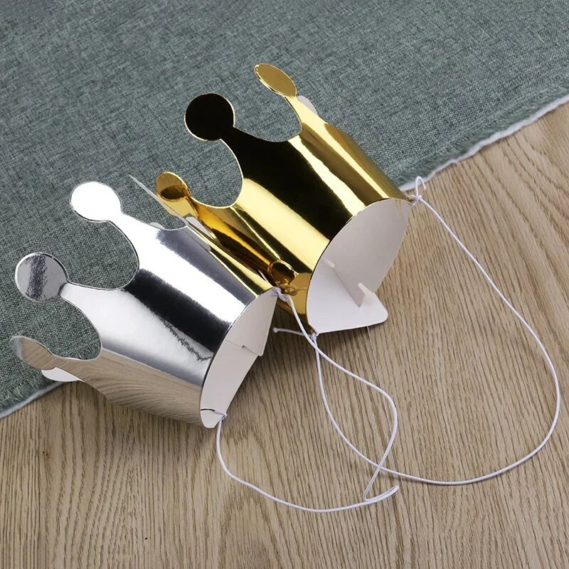 10 tk Armsad sünnipäevapeokütsid kroon kuldne hõbedane Baby Shower sünnipäevapeo fotorekvisiidid Laste sünnipäevapeo kaunistus