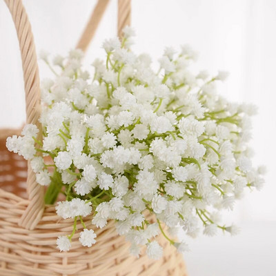 Flori albe de respirație pentru bebeluși, flori artificiale albe, Gypsophila, aranjament de buchete florale DIY, decorare pentru masă pentru acasă