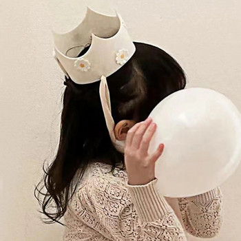 1 ΤΕΜ Μικρό διαφανές λευκό καπέλο γενεθλίων με στέμμα μαργαρίτας μη υφασμένο καπέλο φόρεμα για πάρτι γενεθλίων χαριτωμένη διακόσμηση λουλουδιών