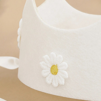 1 ΤΕΜ Μικρό διαφανές λευκό καπέλο γενεθλίων με στέμμα μαργαρίτας μη υφασμένο καπέλο φόρεμα για πάρτι γενεθλίων χαριτωμένη διακόσμηση λουλουδιών