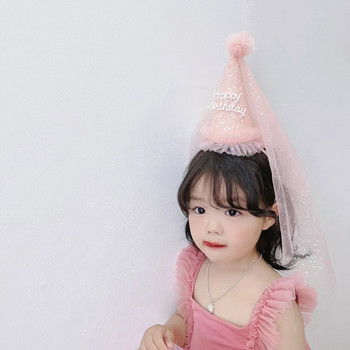 Празненство за парти за рожден ден Блестяща шапка за рожден ден Фея Обръч за коса One 123st Честит рожден ден Декорация за парти за деца Момиче Шапки