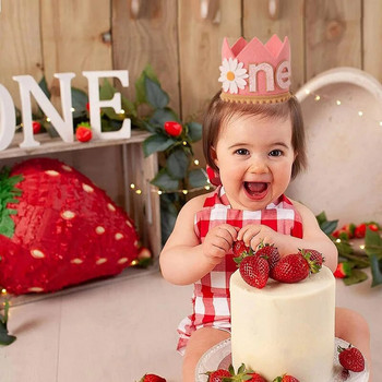 Шапка за рожден ден на 1 година Daisy Crown лента за глава Шапки Възрастни шапки за годишнини Момче Момиче Рожден ден Baby Shower Парти Декоративна шапка
