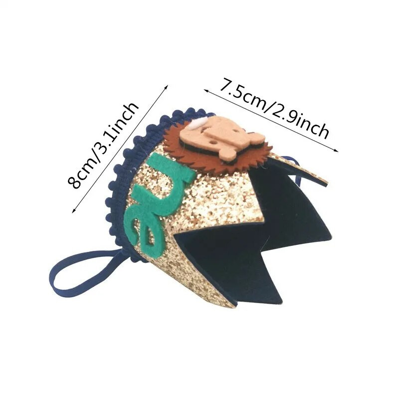 1kom Lav iz džungle Životinja iz džungle 1 2 godine Rođendanska kruna Traka za glavu Šešir Dječji tuš za djecu Sretan rođendan Rekviziti za fotografije Kape Potrepštine