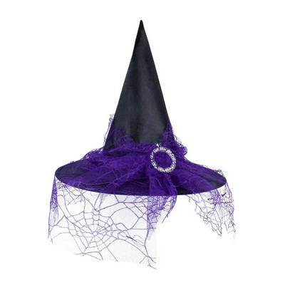 Pălărie de vrăjitoare Pălărie de Halloween Recuzită de decorare pentru adulți Copii Cosplay Plasa de vrăjitoare Tifon Articole pentru cap din poliester Taff Vrăjitoare Halloween