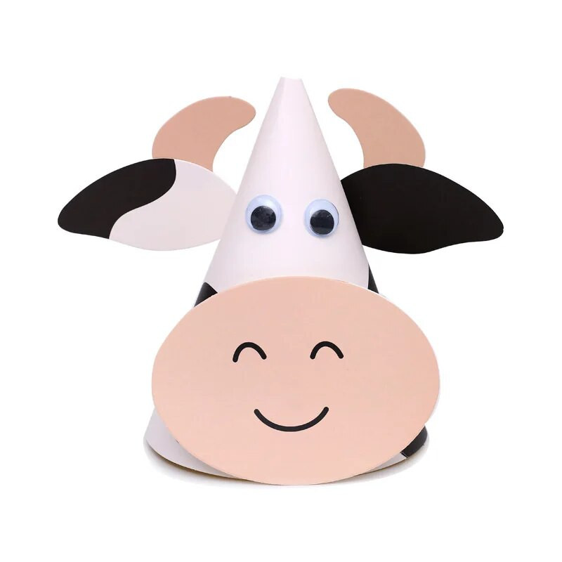 1db Haszonállatok Papírkalap barkácsolsz születésnapi parti dekoráció gyerekek gyerekek kellékek szabadtéri tevékenységek bárány tehén csirke malac kúpos sapka