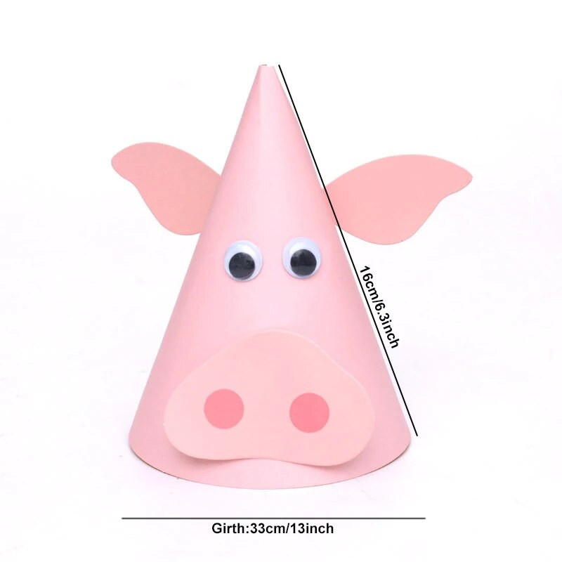 1db Haszonállatok Papírkalap barkácsolsz születésnapi parti dekoráció gyerekek gyerekek kellékek szabadtéri tevékenységek bárány tehén csirke malac kúpos sapka