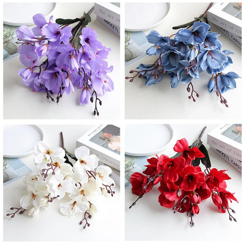 3D selyem magnólia ág Művirágok Kiváló minőségű hamis virág esküvői dekoráció otthoni parti dekoráció buli kiegészítők