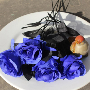 1PC Копринена черна роза Букет от изкуствени цветни глави Домашен хол Сватба Коледно парти Декорация Нова година Къща Градина Деко