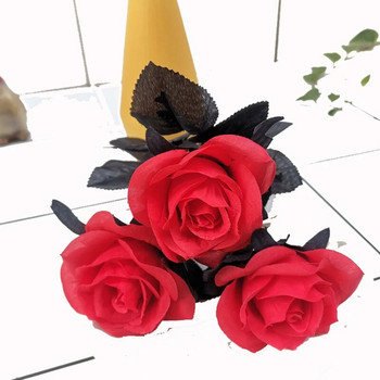 1 ΤΕΜ Μεταξωτό μαύρο τριαντάφυλλο τεχνητό λουλούδι μπουκέτο κεφαλής σπιτιού Σαλόνι γάμου Χριστουγεννιάτικο πάρτι Διακόσμηση για το νέο έτος Σπίτι στον κήπο