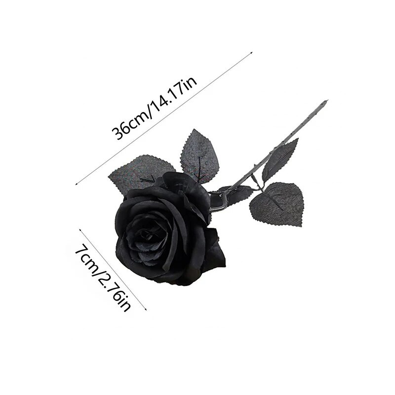 1 db selyem fekete rózsa művirág csokor otthoni nappali esküvői karácsonyi parti dekoráció újévi ház kert dekoráció