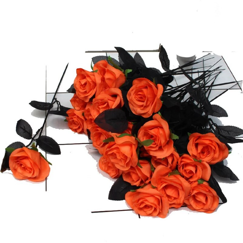 1 db selyem fekete rózsa művirág csokor otthoni nappali esküvői karácsonyi parti dekoráció újévi ház kert dekoráció
