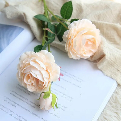 3 Head Silk Peony Τεχνητά λουλούδια European Rose Διακόσμηση σπιτιού Αξεσουάρ Floral γαμήλιο πάρτι Διακόσμηση τοίχου για ψεύτικα λουλούδια