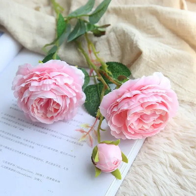 3 Head Silk Peony Τεχνητά λουλούδια European Rose Διακόσμηση σπιτιού Αξεσουάρ Floral γαμήλιο πάρτι Διακόσμηση τοίχου για ψεύτικα λουλούδια