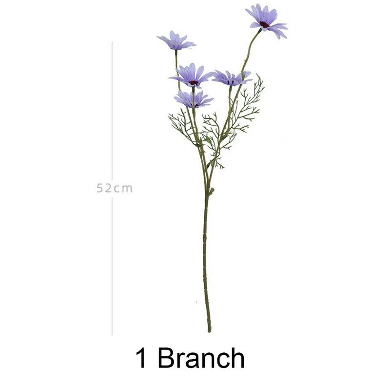 Művirágok százszorszép dekoráció 52 cm 5 fej hosszú ág csokor otthoni parti esküvői dekoráció barkácsolás menyasszonyi selyem művirág 1 db