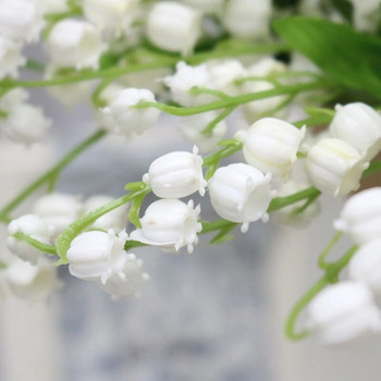 Изкуствено цвете от момина сълза Истинско усещане за докосване Бяла камбанка Пластмасов букет Сватбена аранжировка от цветя Декорация на маса за дома
