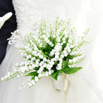 Τεχνητό λουλούδι κρίνος της κοιλάδας Real Touch Feel White Bellflower Πλαστικό μπουκέτο Γαμήλιο λουλούδι Σύνθεση Τραπεζιού σπιτιού
