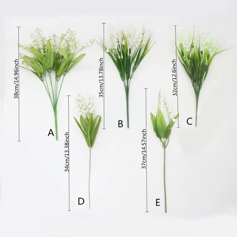 Mesterséges gyöngyvirág virág, valódi tapintású fehér harangvirág műanyag csokor esküvői virágkötészet otthoni asztaldísz