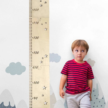 Скандинавска дървена таблица за растеж на децата линийка Измерване на височината на бебета Декорация на стая Стенен метър Стикери за измерване