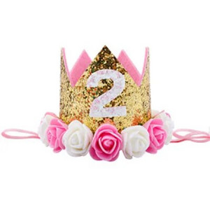 Kūdikio gimtadienio kepurė Princesė Karūnėlė Vaikai Berniukas Mergaitė 1-ojo 2-o 3-iojo gimtadienio galvos juostelė su gėlėmis, vaikų dušo dekoracija