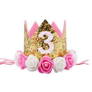Kūdikio gimtadienio kepurė Princesė Karūnėlė Vaikai Berniukas Mergaitė 1-ojo 2-o 3-iojo gimtadienio galvos juostelė su gėlėmis, vaikų dušo dekoracija